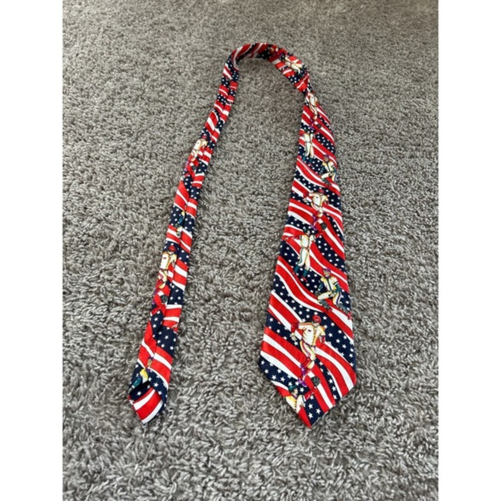 Dimoda hand made American flag baseball tie‎ aprox. 57 inches - Picture 4 of 5